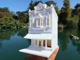 Miniature N-Scale Victorian World Main Street Confectionery 3 Shop Assembled White 1:160 by Gold Rush Bay
