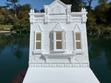 Miniature N-Scale Victorian World Main Street Confectionery 3 Shop Assembled White 1:160 by Gold Rush Bay