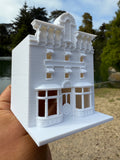 Miniature N-Scale Victorian World Main Street Gazette Building Assembled White 1:160 by Gold Rush Bay