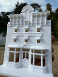Miniature N-Scale Victorian World Main Street Gazette Building Assembled White 1:160 by Gold Rush Bay