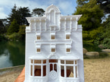 Miniature HO-Scale Victorian World Main Street Gazette Building Assembled White 1:87 by Gold Rush Bay