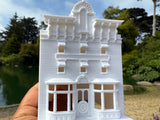 Miniature HO-Scale Victorian World Main Street Gazette Building Assembled White 1:87 by Gold Rush Bay