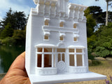 Miniature HO-Scale Victorian World Main Street Gazette Building Assembled White 1:87 by Gold Rush Bay
