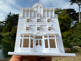 Miniature HO-Scale Victorian World Main Street Gazette Building Assembled White 1:87 by Gold Rush Bay
