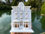 Miniature HO-Scale Victorian World Main Street Gazette Building Assembled White 1:87 by Gold Rush Bay