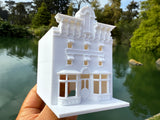 Miniature HO-Scale Victorian World Main Street Gazette Building Assembled White 1:87 by Gold Rush Bay