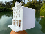 Miniature HO-Scale Victorian World Main Street Gazette Building Assembled White 1:87 by Gold Rush Bay