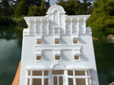 Miniature HO-Scale Victorian World Main Street Gazette Building Assembled White 1:87 by Gold Rush Bay