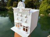 Miniature HO-Scale Victorian World Main Street Gazette Building Assembled White 1:87 by Gold Rush Bay