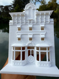 Miniature HO-Scale Victorian World Main Street Gazette Building Assembled White 1:87 by Gold Rush Bay