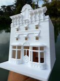 Miniature HO-Scale Victorian World Main Street Gazette Building Assembled White 1:87 by Gold Rush Bay