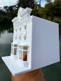Miniature HO-Scale Victorian World Main Street Gazette Building Assembled White 1:87 by Gold Rush Bay