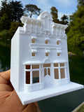 Miniature HO-Scale Victorian World Main Street Gazette Building Assembled White 1:87 by Gold Rush Bay