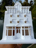 Miniature HO-Scale Victorian World Main Street Gazette Building Assembled White 1:87 by Gold Rush Bay