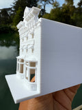 Miniature HO-Scale Victorian World Main Street Gazette Building Assembled White 1:87 by Gold Rush Bay