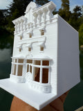 Miniature HO-Scale Victorian World Main Street Gazette Building Assembled White 1:87 by Gold Rush Bay