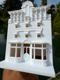 Miniature HO-Scale Victorian World Main Street Gazette Building Assembled White 1:87 by Gold Rush Bay