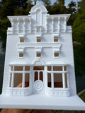 Miniature HO-Scale Victorian World Main Street Gazette Building Assembled White 1:87 by Gold Rush Bay