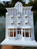 Miniature HO-Scale Victorian World Main Street Gazette Building Assembled White 1:87 by Gold Rush Bay