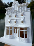 Miniature HO-Scale Victorian World Main Street Gazette Building Assembled White 1:87 by Gold Rush Bay