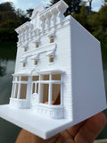 Miniature HO-Scale Victorian World Main Street Gazette Building Assembled White 1:87 by Gold Rush Bay