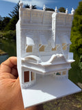 Miniature HO-Scale Victorian World Main Street Cinema Building Assembled White 1:87 by Gold Rush Bay