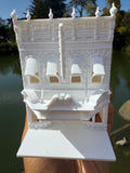 Miniature HO-Scale Victorian World Main Street Cinema Building Assembled White 1:87 by Gold Rush Bay