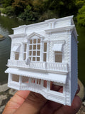 Small Miniature N-Scale Victorian Main Street Castle Bookstore Shop Assembled White 1:160 by Gold Rush Bay