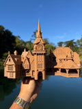 Miniature Wood Peter Pan Theme Park Attraction Building Collectible Model Replica