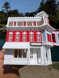 COLOR Miniature HO-Scale Victorian Main Street Blue Ribbon Bakery Assembled White 1:87 by Gold Rush Bay