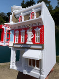 COLOR Miniature HO-Scale Victorian Main Street Blue Ribbon Bakery Assembled White 1:87 by Gold Rush Bay