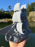 Miniature HO-Scale Sailing Ship Columbia with Sails and Cannons Theme Park
