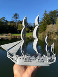 Miniature HO-Scale Sailing Ship Columbia with Sails and Cannons Theme Park