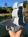 Miniature HO-Scale Sailing Ship Columbia with Sails and Cannons Theme Park