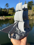 Miniature HO-Scale Sailing Ship Columbia with Sails and Cannons Theme Park