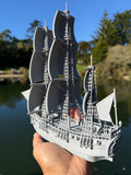 Miniature HO-Scale Sailing Ship Columbia with Sails and Cannons Theme Park