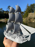 Miniature HO-Scale Sailing Ship Columbia with Sails and Cannons Theme Park