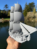 Miniature HO-Scale Sailing Ship Columbia with Sails and Cannons Theme Park