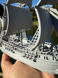 Miniature HO-Scale Sailing Ship Columbia with Sails and Cannons Theme Park
