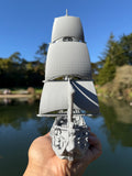 Miniature HO-Scale Sailing Ship Columbia with Sails and Cannons Theme Park