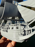 Miniature HO-Scale Sailing Ship Columbia with Sails and Cannons Theme Park