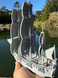 Miniature HO-Scale Sailing Ship Columbia with Sails and Cannons Theme Park