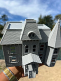 Miniature #38 Gray HO-Scale Neibolt House IT Victorian Mansion Built Assembled