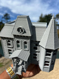 Miniature #38 Gray HO-Scale Neibolt House IT Victorian Mansion Built Assembled