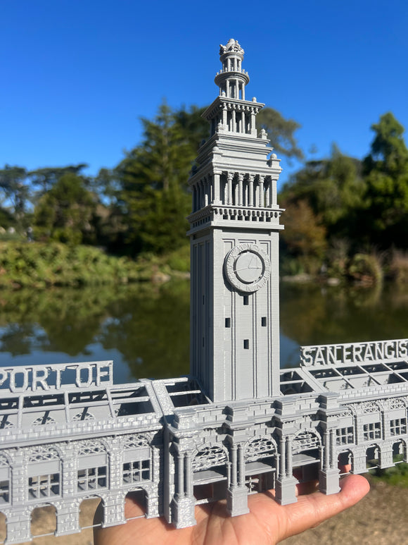 Port of SF N-Scale Miniature Ferry Building Train Station + Clock Tower Gray 1/160 by Gold Rush Bay