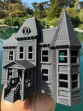 Opening Miniature #38 Gray Galaxy Black HO-Scale Neibolt House IT Victorian Mansion Built Assembled with Hinge