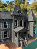Opening Miniature #38 Gray Galaxy Black HO-Scale Neibolt House IT Victorian Mansion Built Assembled with Hinge