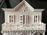 Miniature White Old West #3 Sheriff Jailhouse HO Train Scale with Interiors Assembled Built Ready