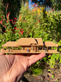 Brown N-Scale Frontier Train Depot Wood Color (w/Interiors) 1:160 by Gold Rush Bay