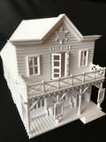 Miniature White Old West #3 Sheriff Jailhouse HO Train Scale with Interiors Assembled Built Ready